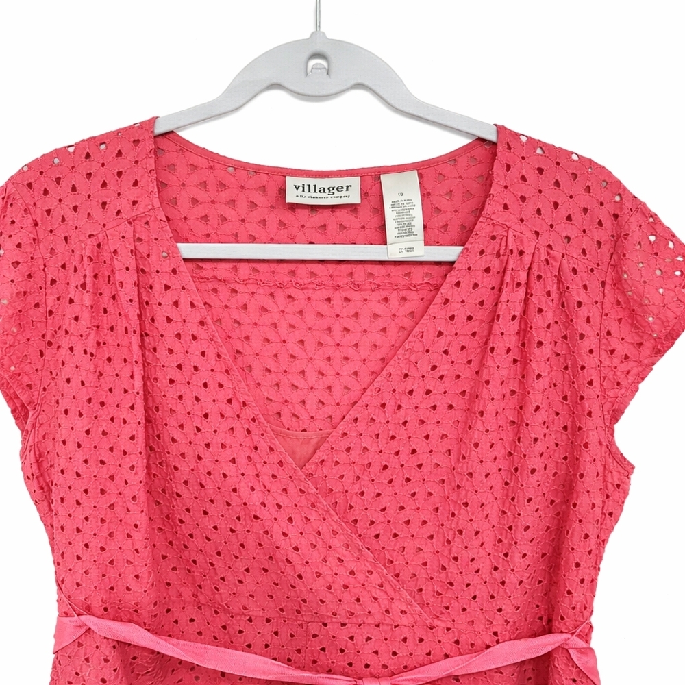 Villager by Liz Claiborne Coral Eyelet Dress – Women’s Size 18 - Picture 4 of 6